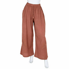 Embroidered Light Cotton Wide-Leg Trousers