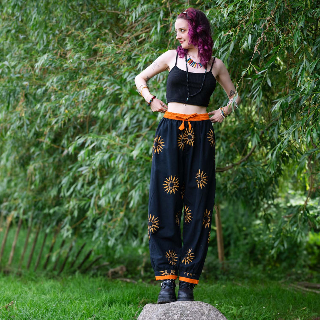 Black Sun Barrel Leg Trousers