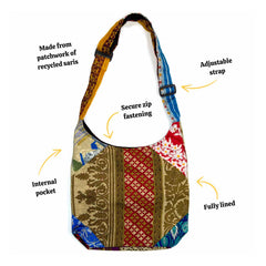 Patchwork Recycled Sari Shoulder Bag-Siesta Crafts