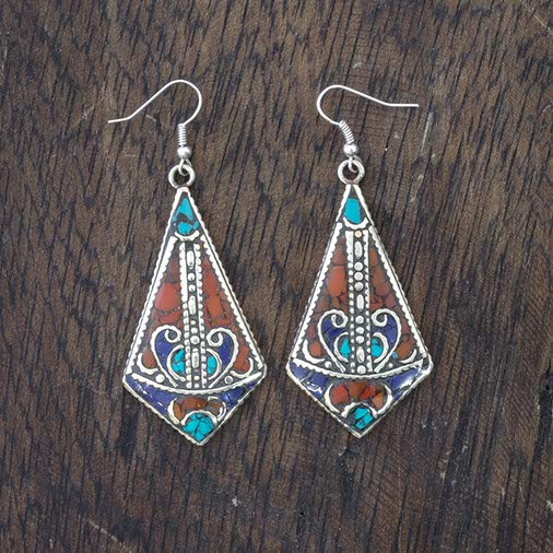 Metal Shield Earrings-Siesta Crafts