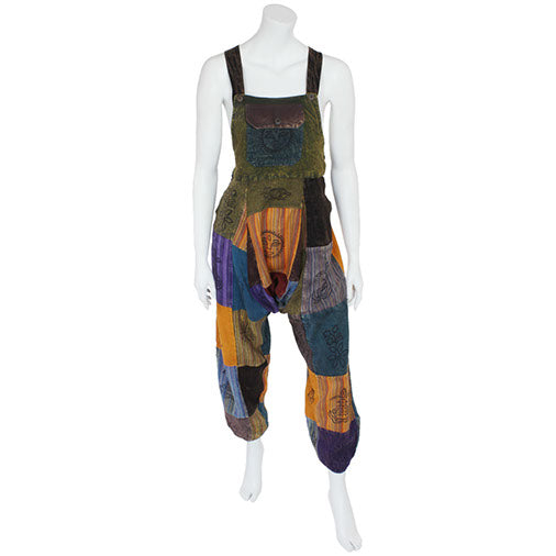 Stonewashed Patch Print Dungarees-Siesta Crafts