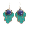 Cyan Fatima Earrings-Siesta Crafts
