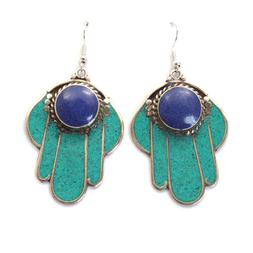 Cyan Fatima Earrings-Siesta Crafts