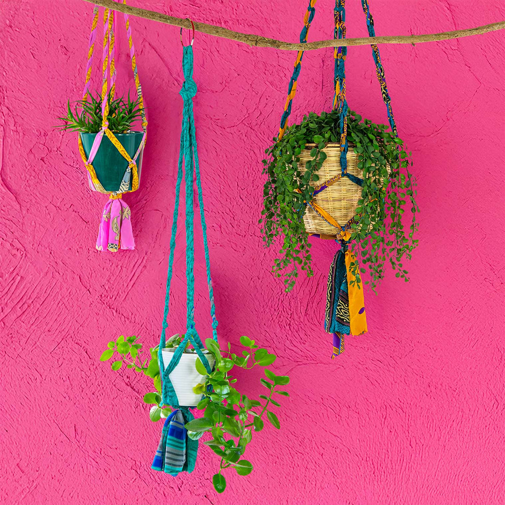 Recycled Sari Plant Hanger Large-Siesta Crafts