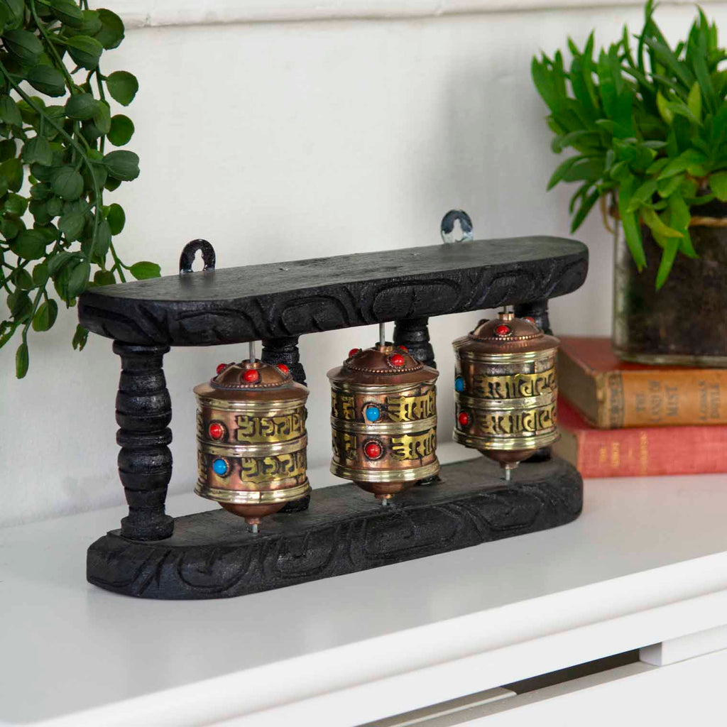 Wall Mounted Prayer Wheel Triple-Siesta Crafts