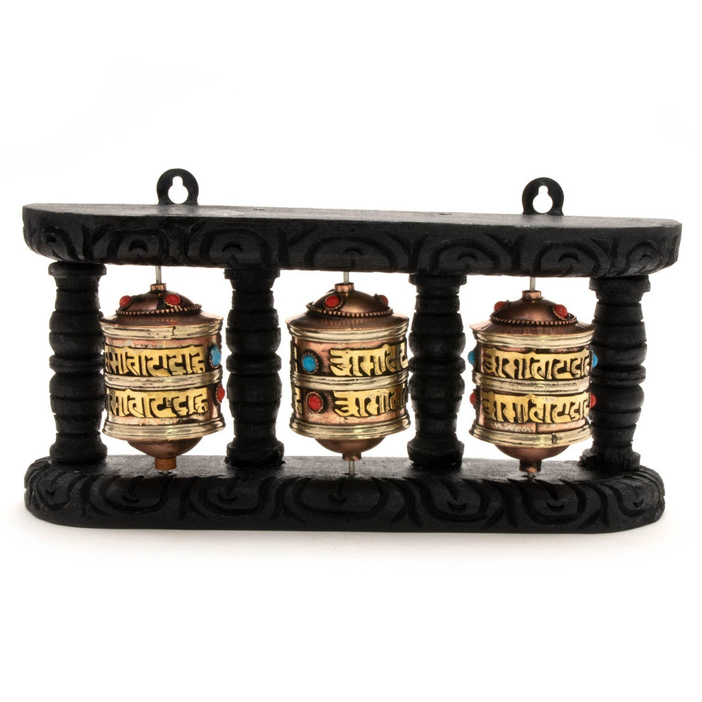 Wall Mounted Prayer Wheel Triple-Siesta Crafts