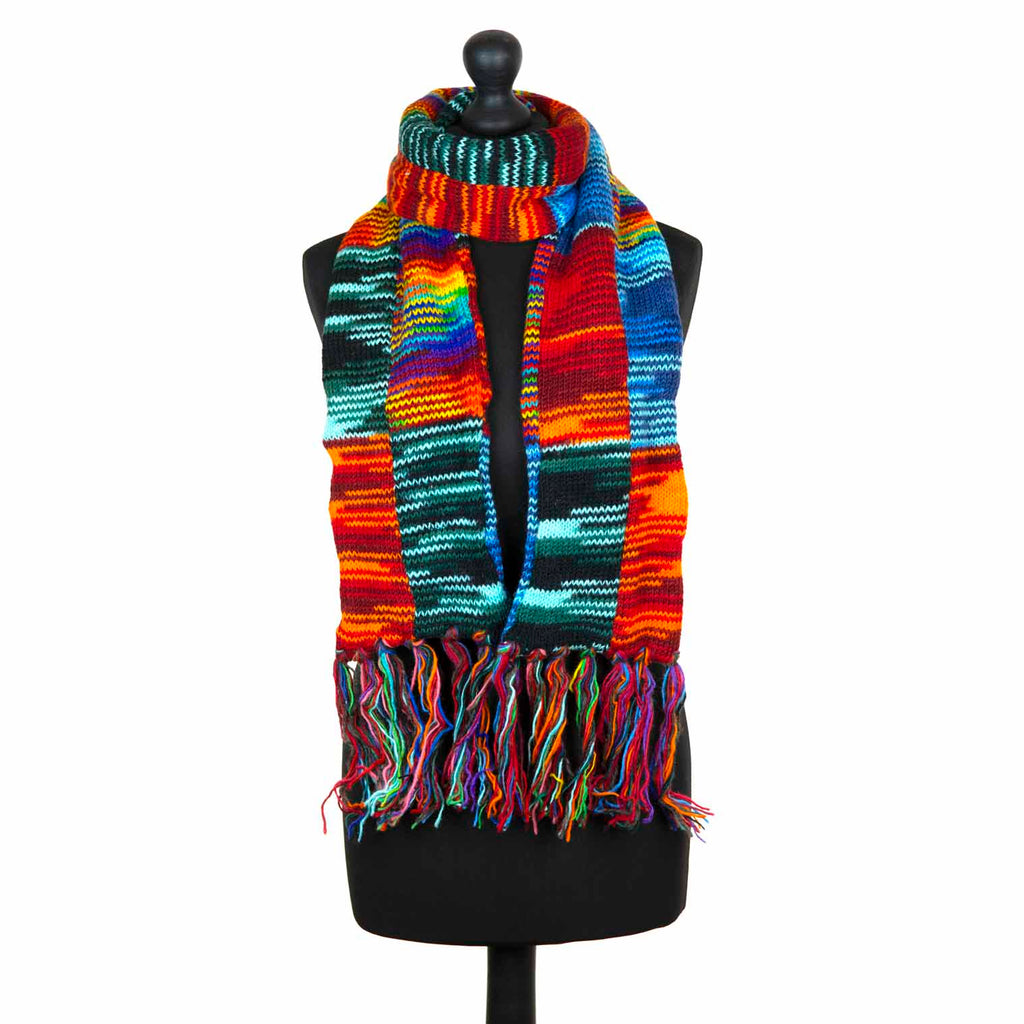 Tie Dye Knitted Patchwork Scarf-Siesta Crafts