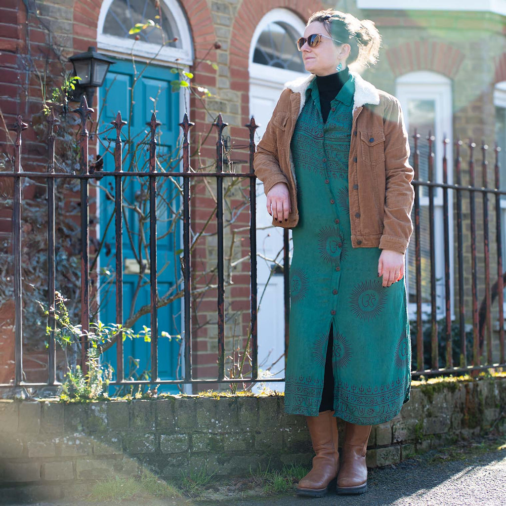 Om Fabric Long Shirt Dress-Siesta Crafts