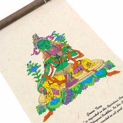 Lokta Deity Scroll - Green Tara-Siesta Crafts
