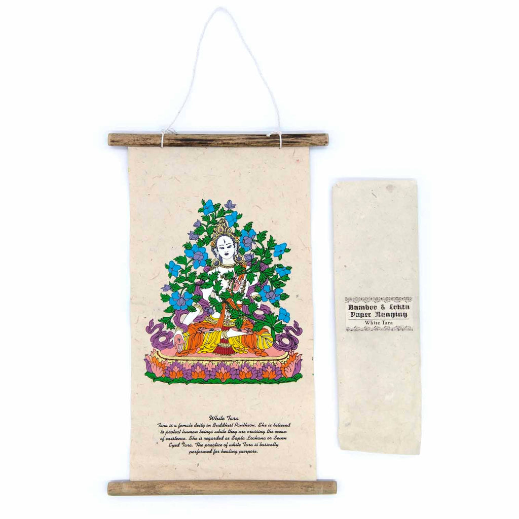 Lokta Deity Scroll - White Tara-Siesta Crafts