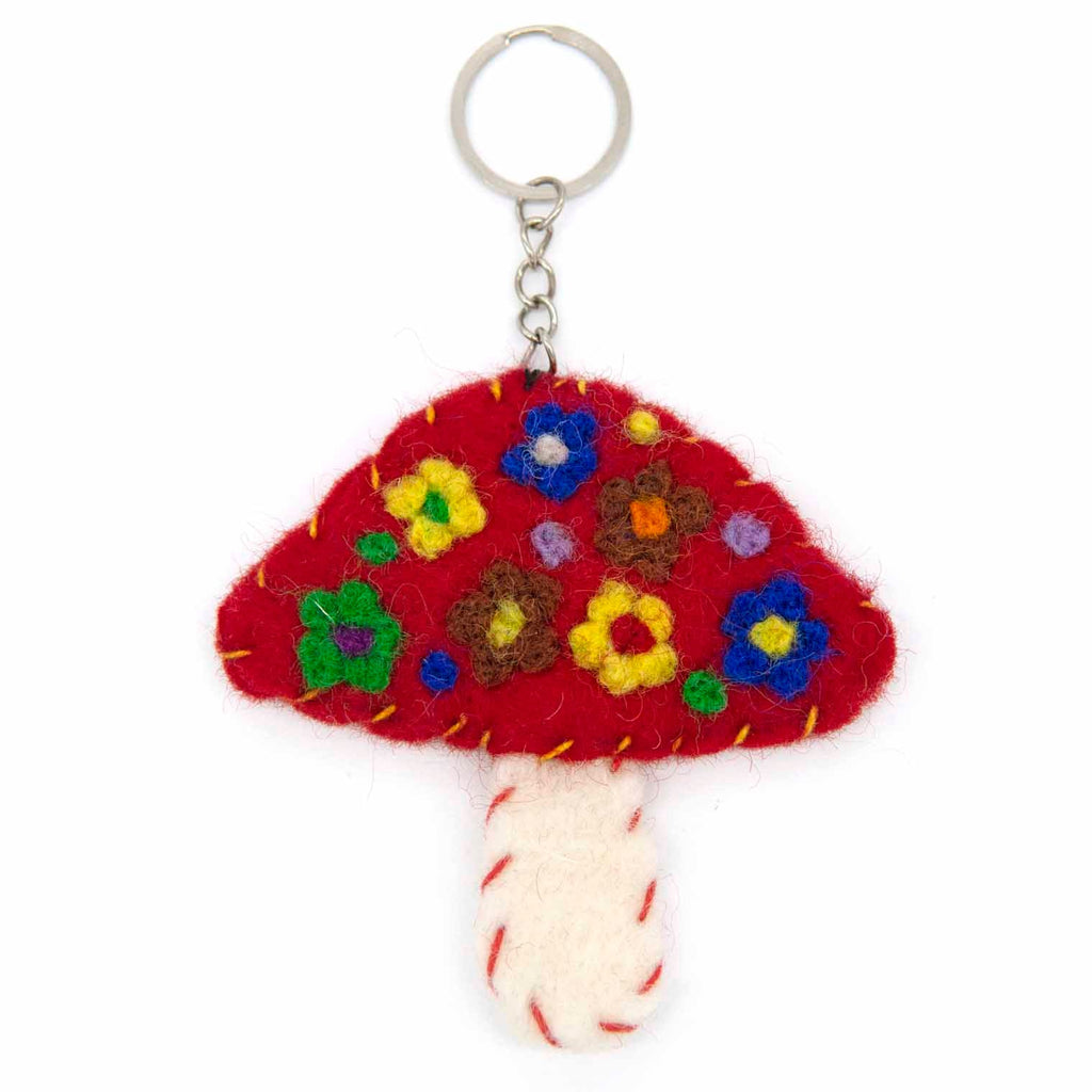 Flat Mushroom Felt Keyring-Siesta Crafts