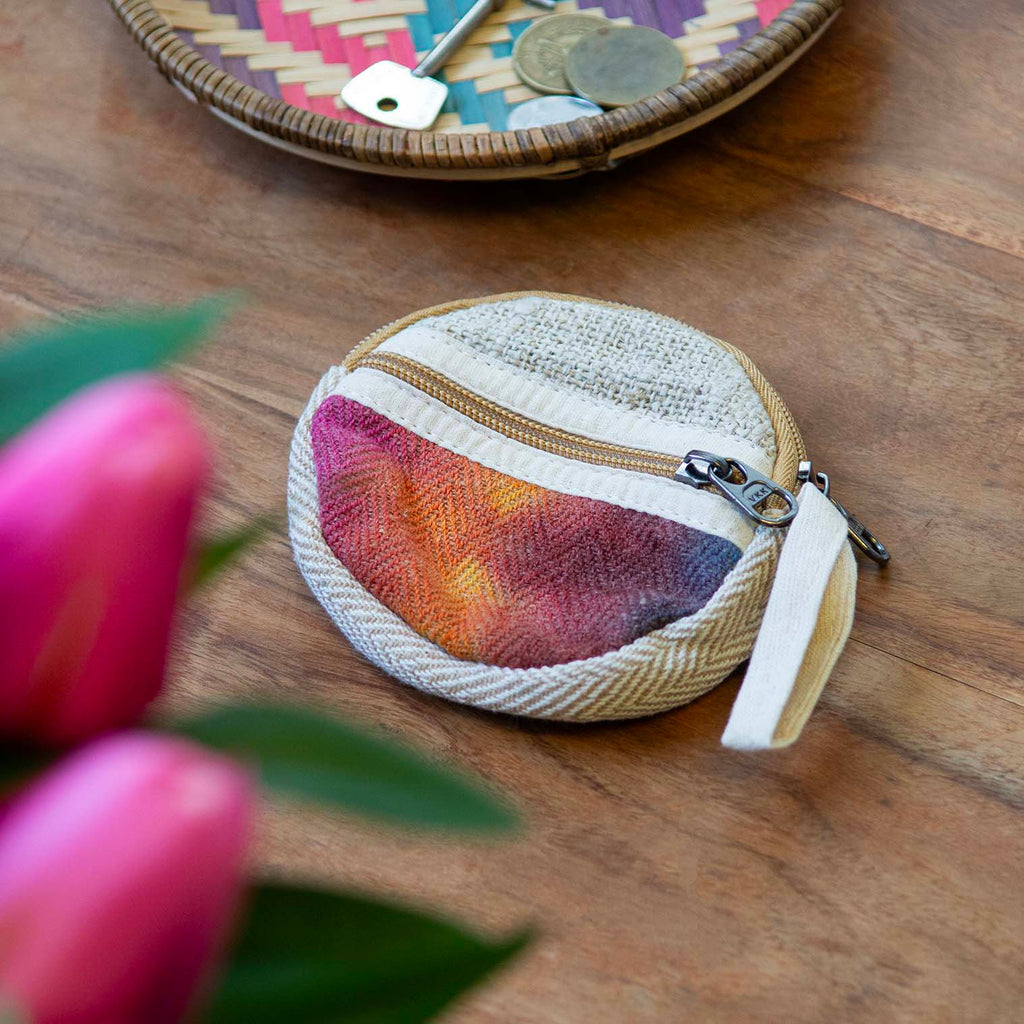 Jute and Gheri Round Purse-Siesta Crafts