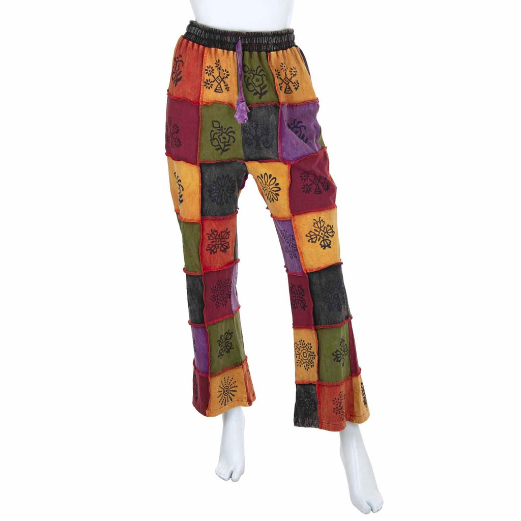 Block Print Patch Jersey Trousers-Siesta Crafts