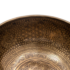 Flower of Life and Conch Etched Singing Bowl No.17-Siesta Crafts