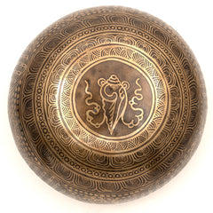 Flower of Life and Conch Etched Singing Bowl No.17-Siesta Crafts