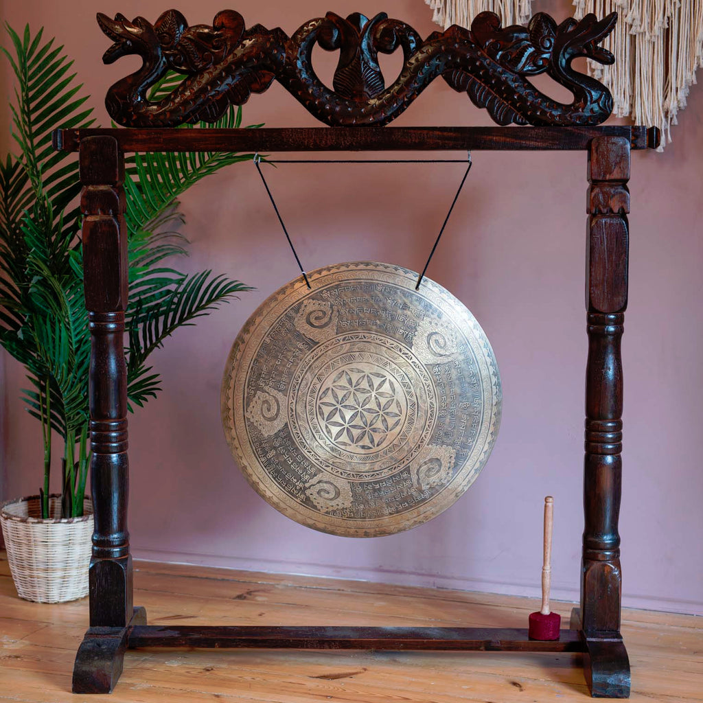 Large Flower of Life Cloud Mantra Metal Wind Gong No.37-Siesta Crafts