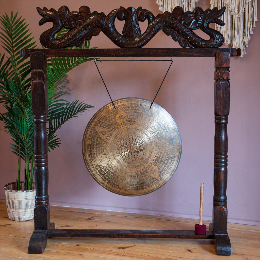 Large Flower of Life Om Metal Gong No.49-Siesta Crafts