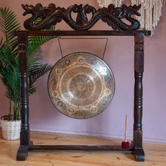 Large Cloud Om Mandala Etched Gong No.76-Siesta Crafts