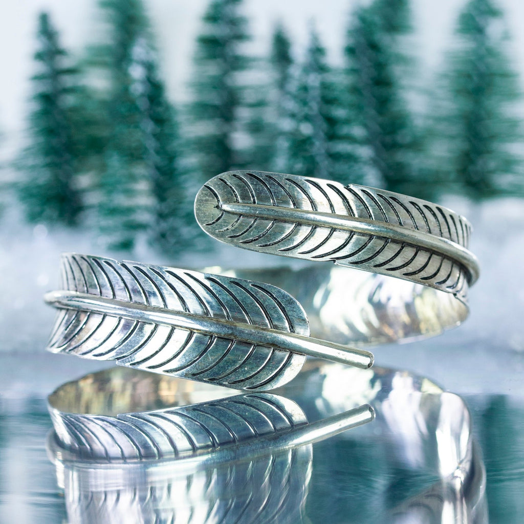 Nepalese Silver Feather Bracelet-Siesta Crafts