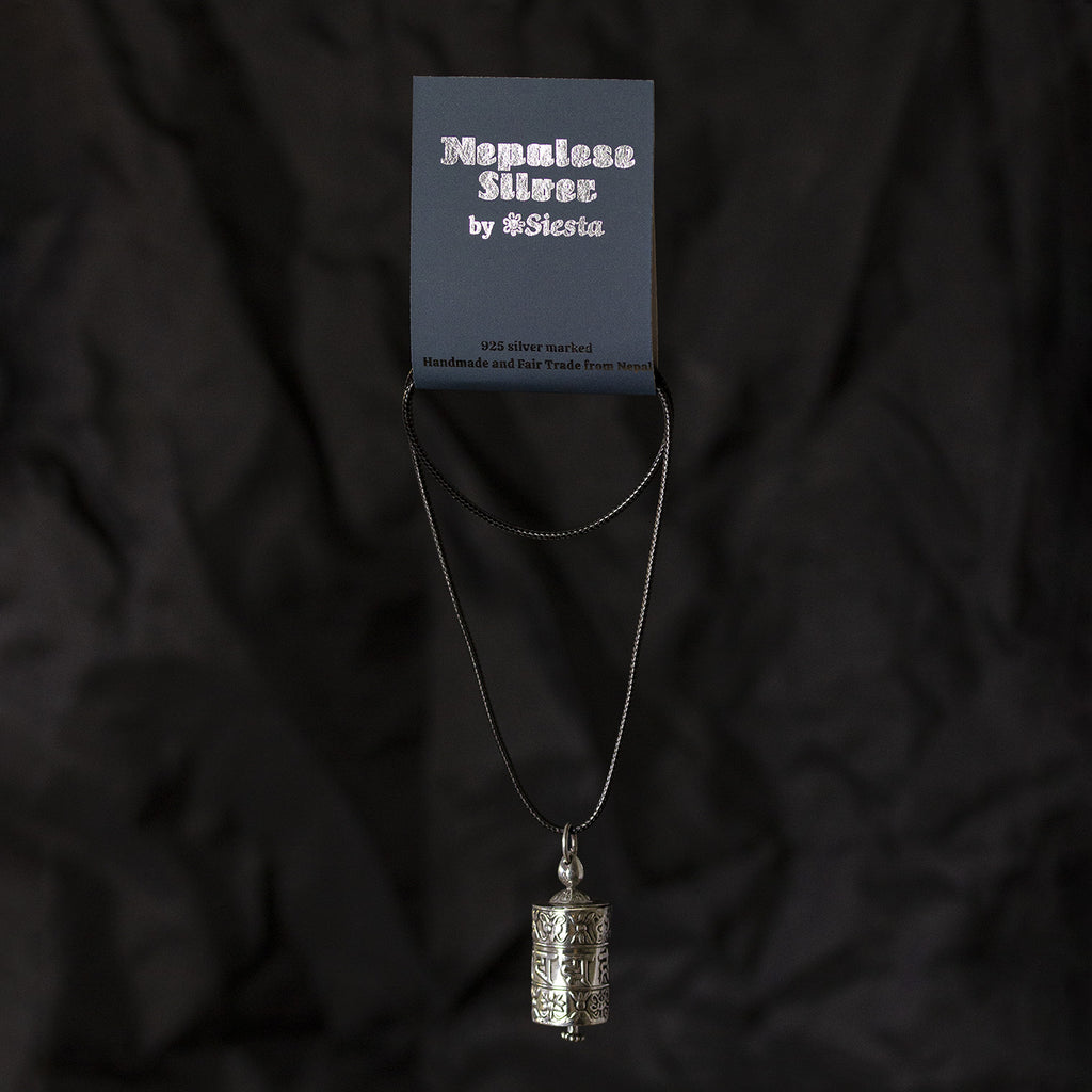 Prayer Wheel Nepalese Silver Pendant-Siesta Crafts