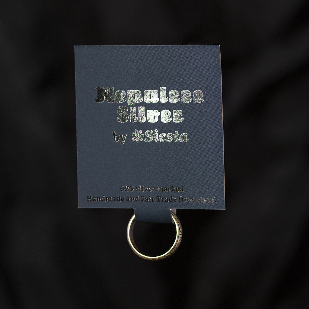 Ashtamangala Nepalese Silver Ring-Siesta Crafts