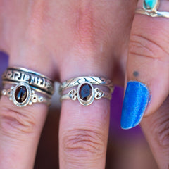 Garnet Stone Nepalese Silver Ring