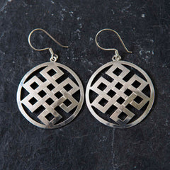 Endless Knot Circle Silver Earrings-Siesta Crafts