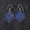 Blue Endless Knot Silver Earrings-Siesta Crafts