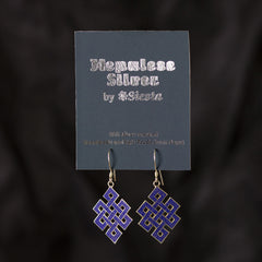 Blue Endless Knot Silver Earrings-Siesta Crafts
