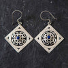 Square Mandala Silver Earrings-Siesta Crafts