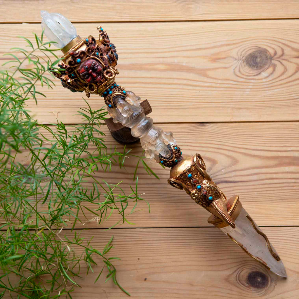 Gold Plated Copper and Crystal Phurba-Siesta Crafts