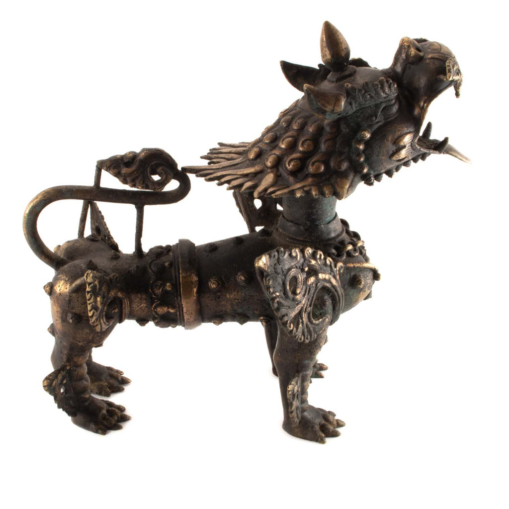 Ornate Brass Himalayan Lion Set-Siesta Crafts