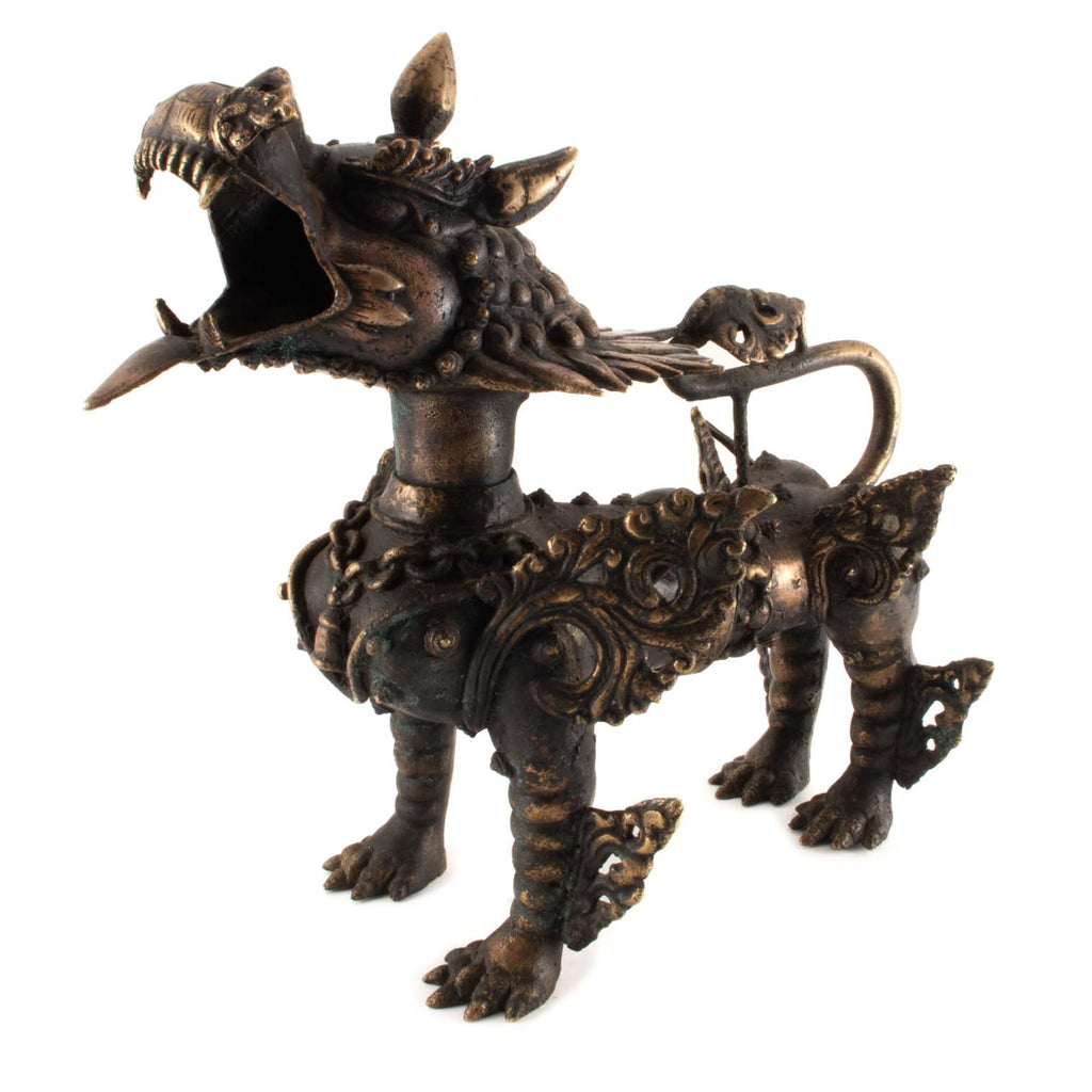 Ornate Brass Himalayan Lion Set-Siesta Crafts