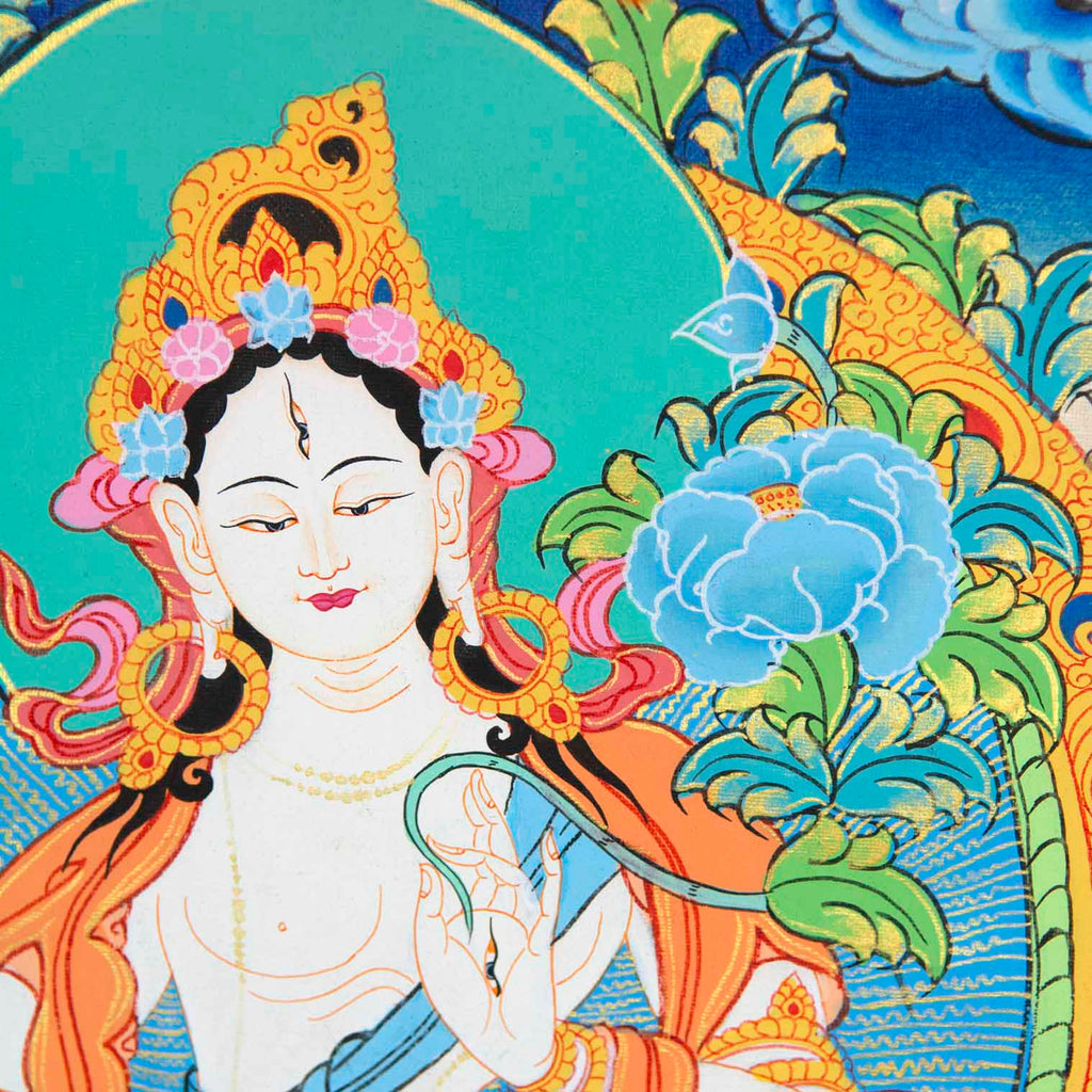 White Tara Thangka No 337-Siesta Crafts