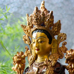 Gold Plated White Tara Statue No.338-Siesta Crafts