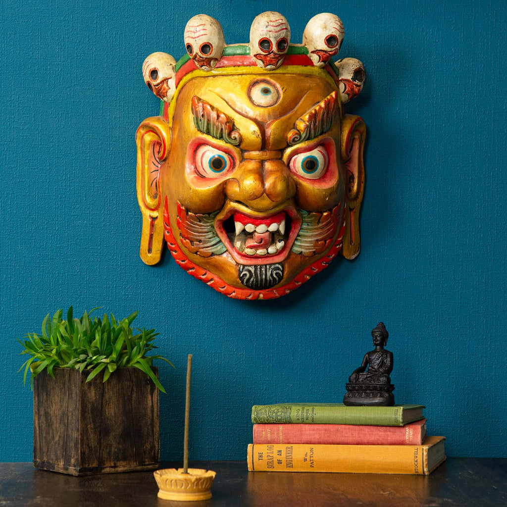 Artisan Gold Bhairab Mask No.360-Siesta Crafts