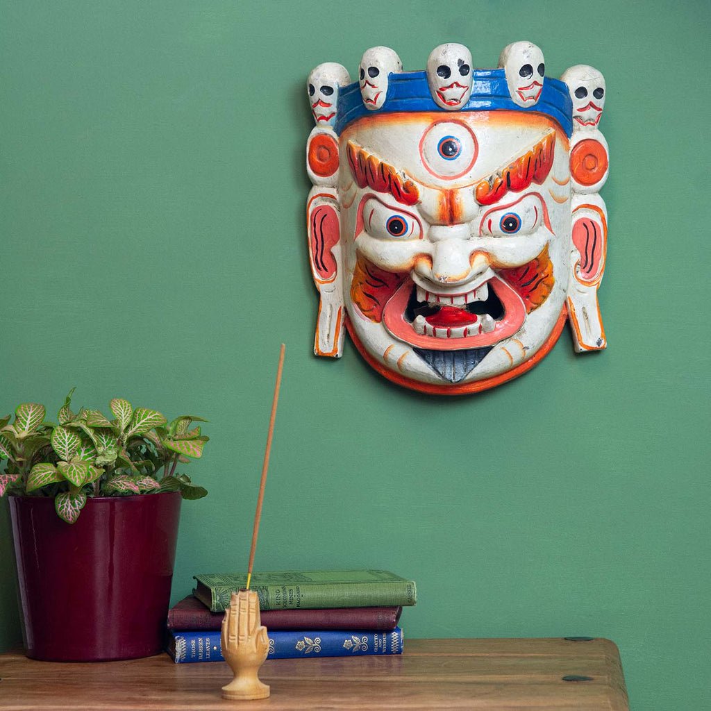 Artisan White Bhairab Mask No.383-Siesta Crafts
