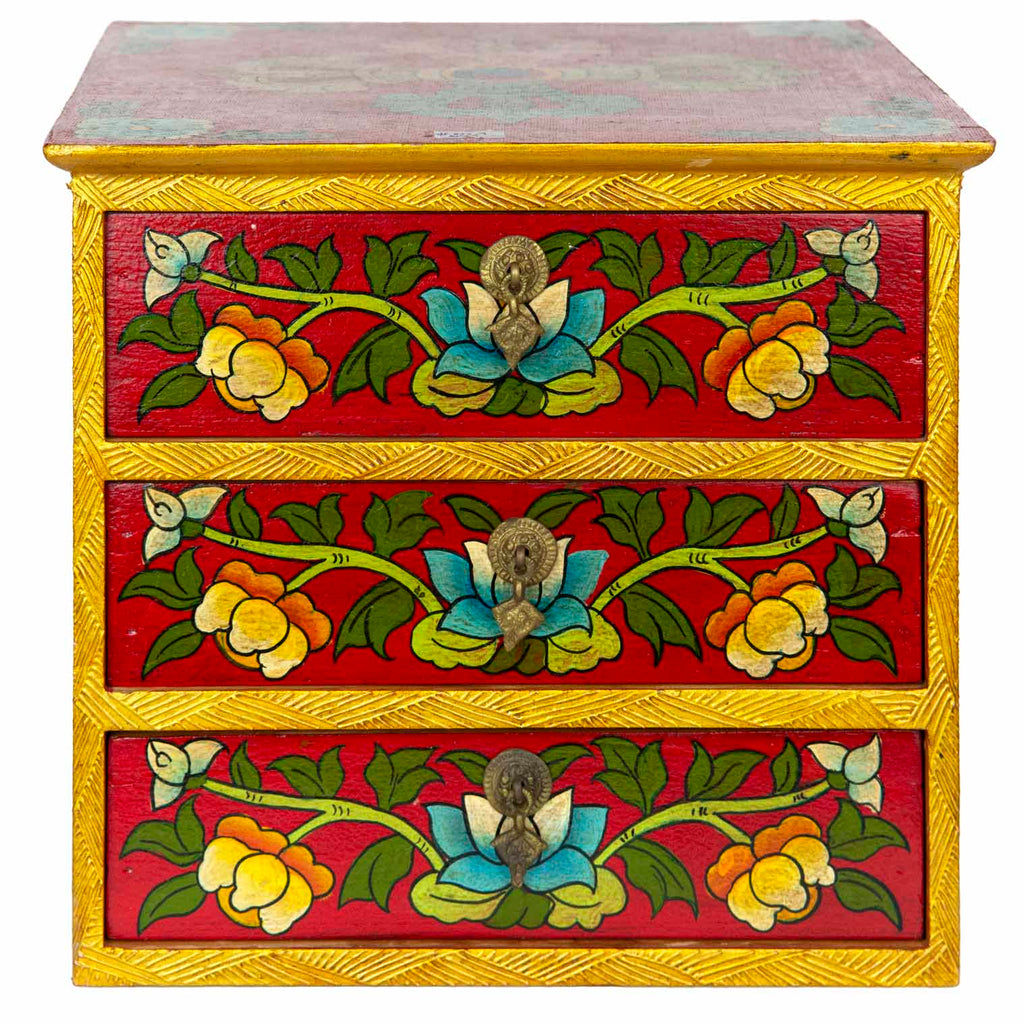 Tibetan Style Set of Three Drawers - Flowers No.392-Siesta Crafts