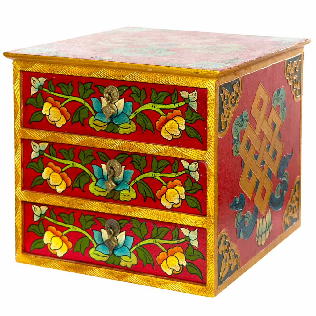 Tibetan Style Set of Three Drawers - Flowers No.392-Siesta Crafts