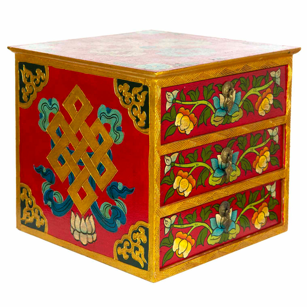 Tibetan Style Set of Three Drawers - Flowers No.392-Siesta Crafts