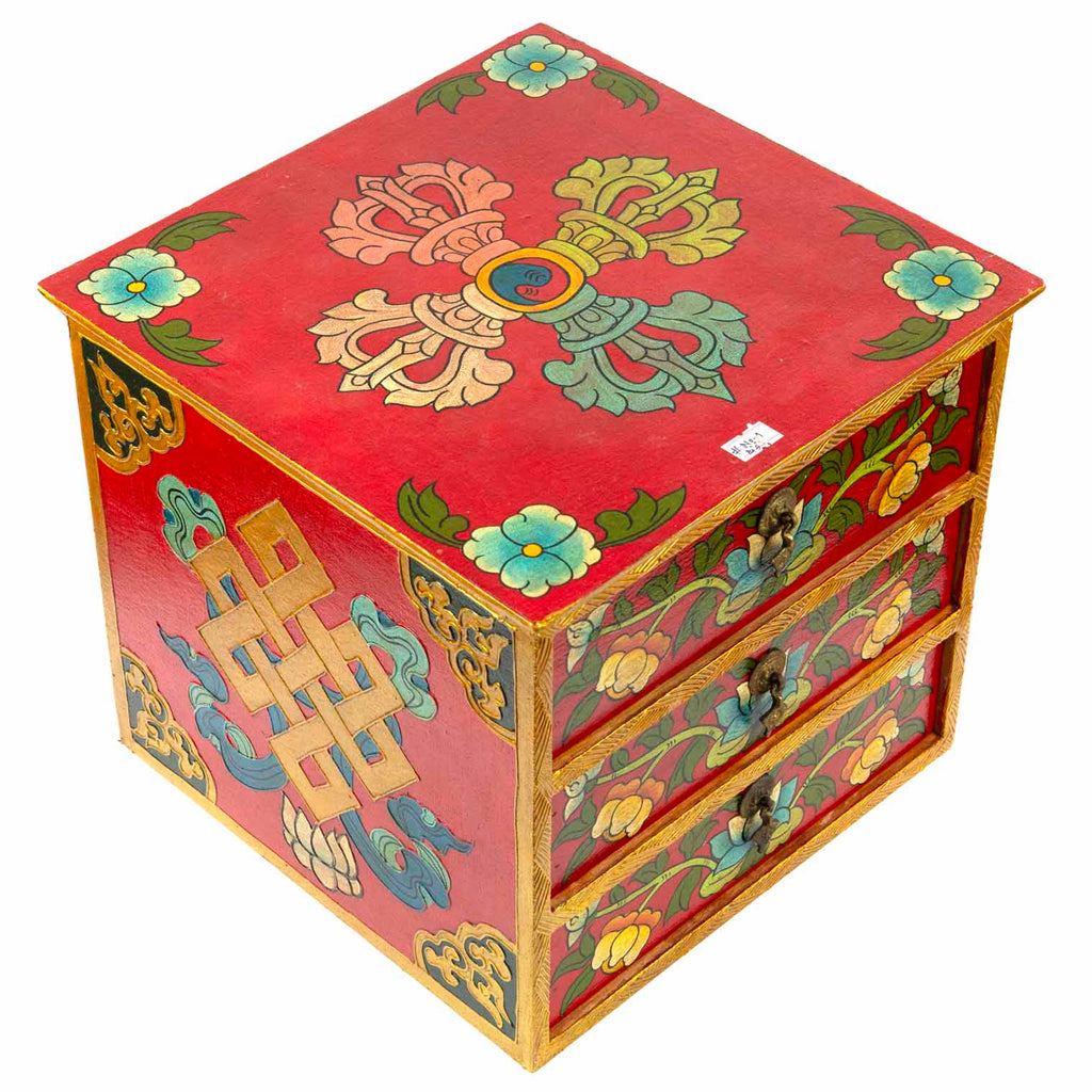 Tibetan Style Set of Three Drawers - Flowers No.392-Siesta Crafts