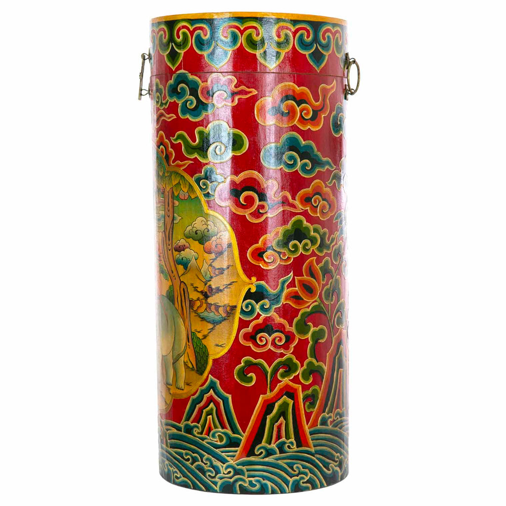 Tibetan Style Round Map Chest No.396-Siesta Crafts