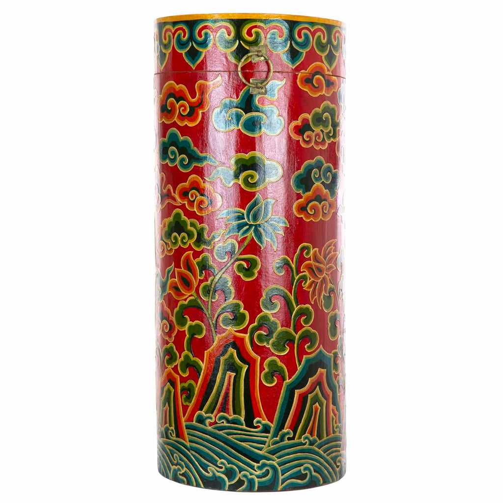 Tibetan Style Round Map Chest No.396-Siesta Crafts
