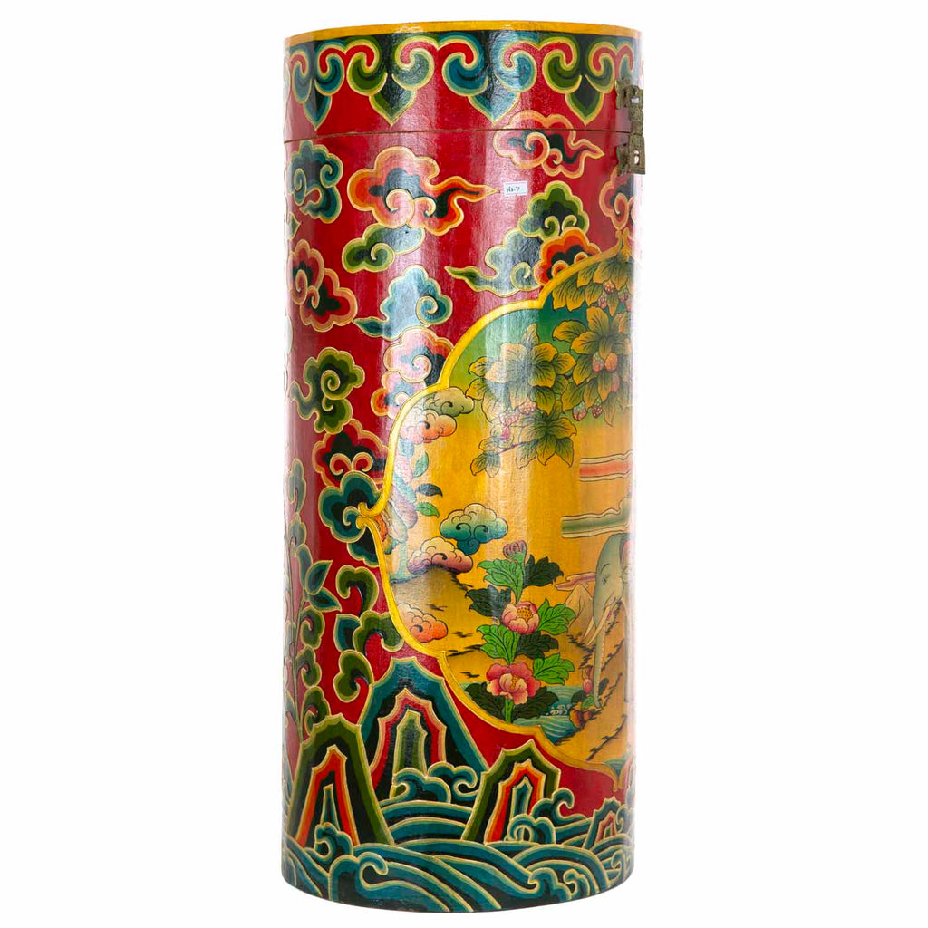 Tibetan Style Round Map Chest No.396-Siesta Crafts