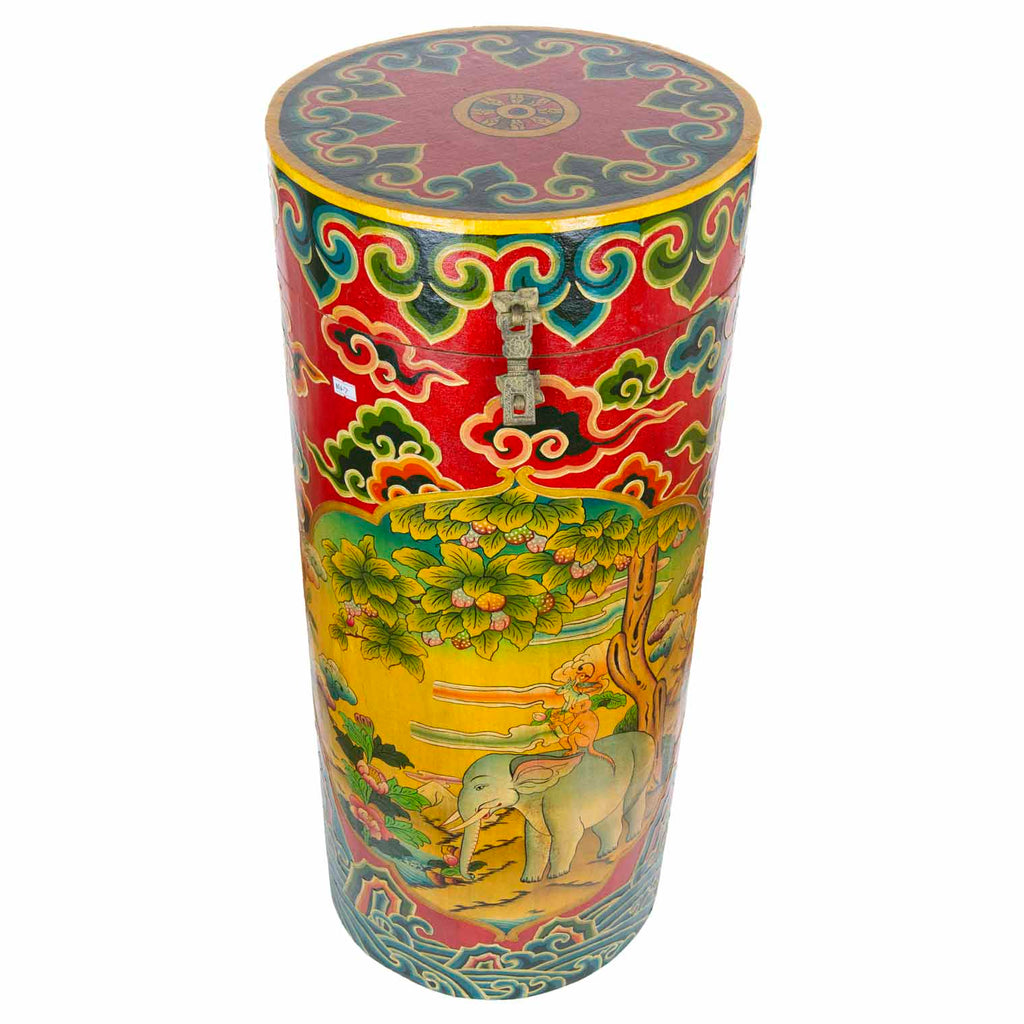 Tibetan Style Round Map Chest No.396-Siesta Crafts