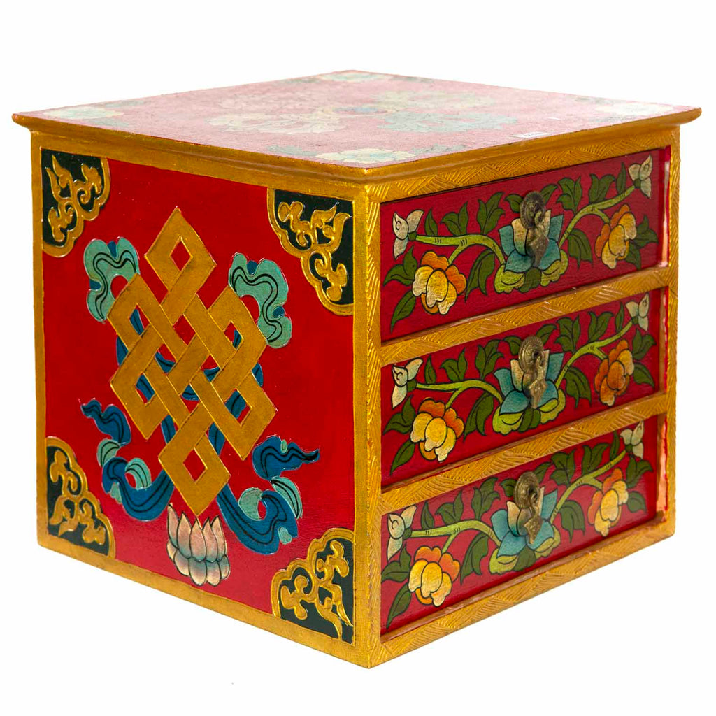 Tibetan Style Set of Three Drawers - Flowers No.398-Siesta Crafts