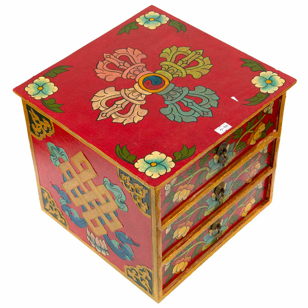 Tibetan Style Set of Three Drawers - Flowers No.398-Siesta Crafts