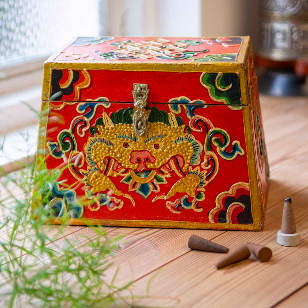 Tibetan Style Orange Cheppu Pyramid Chest-Siesta Crafts