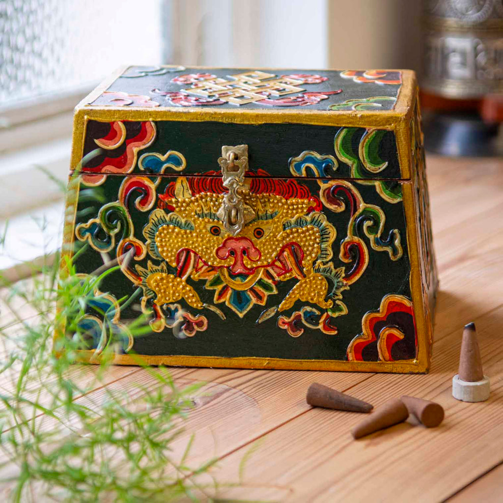 Tibetan Style Dark Green Cheppu Pyramid Chest-Siesta Crafts