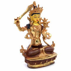Gold Plated Manjushri Statue No.406-Siesta Crafts